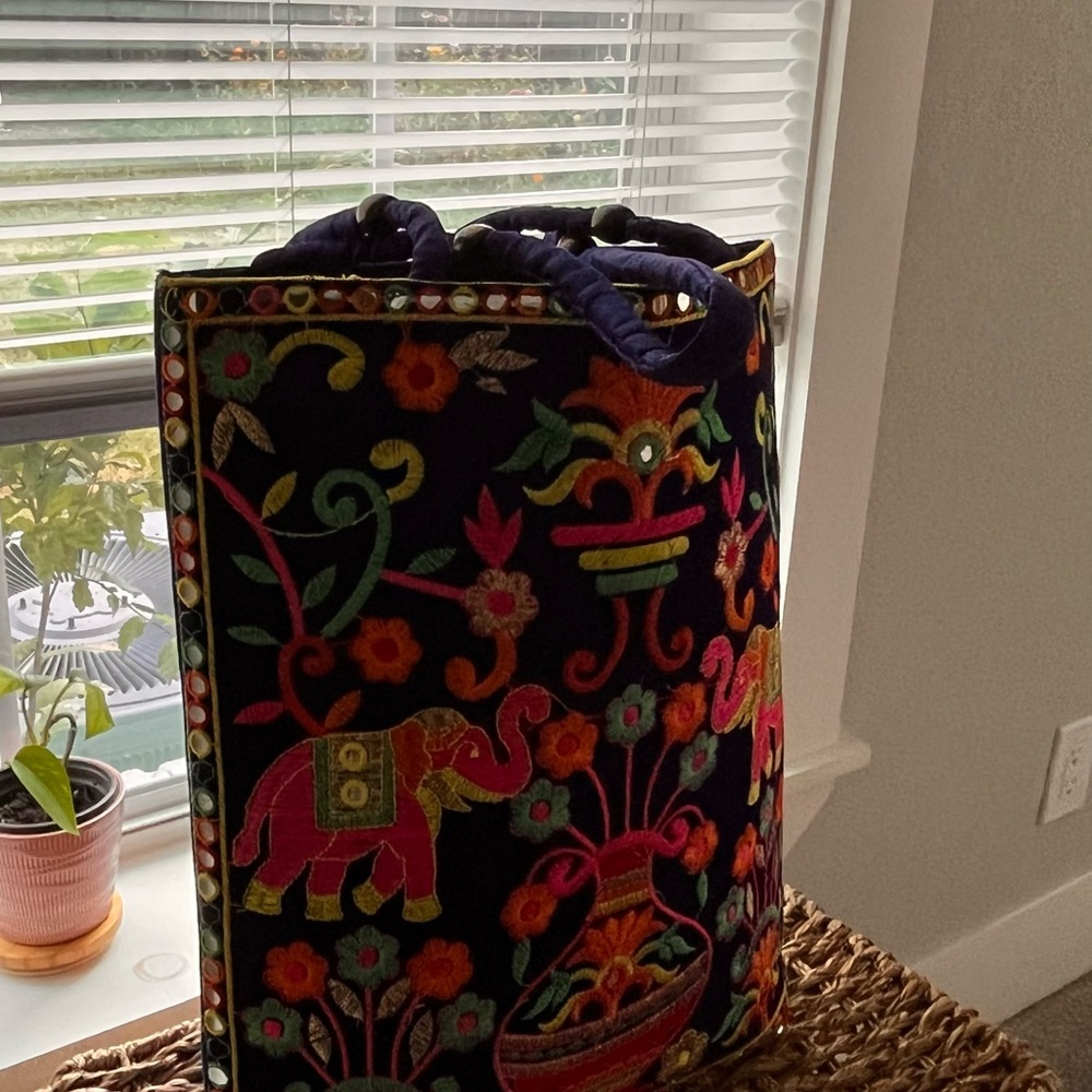 Colorful Embroidered Tote Bag
